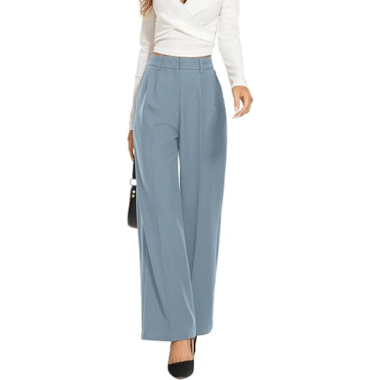 FUNYYZO Wide Leg Pants Women's High Elastic Waisted in The Back Business Work Trousers Long Straight Suit Pants